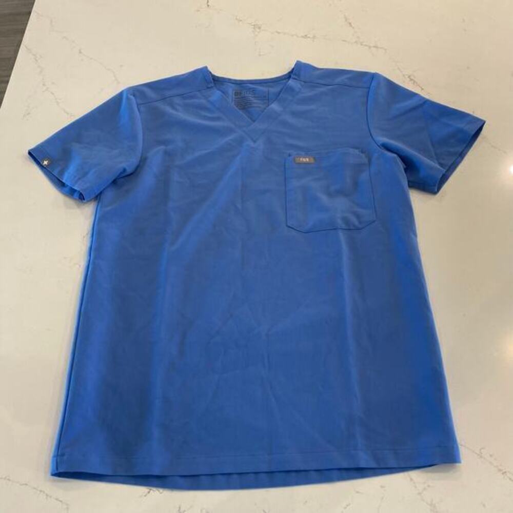 Figs Leon Three-Pocket Scrub Top‎ Ceil Blue Men's size XS